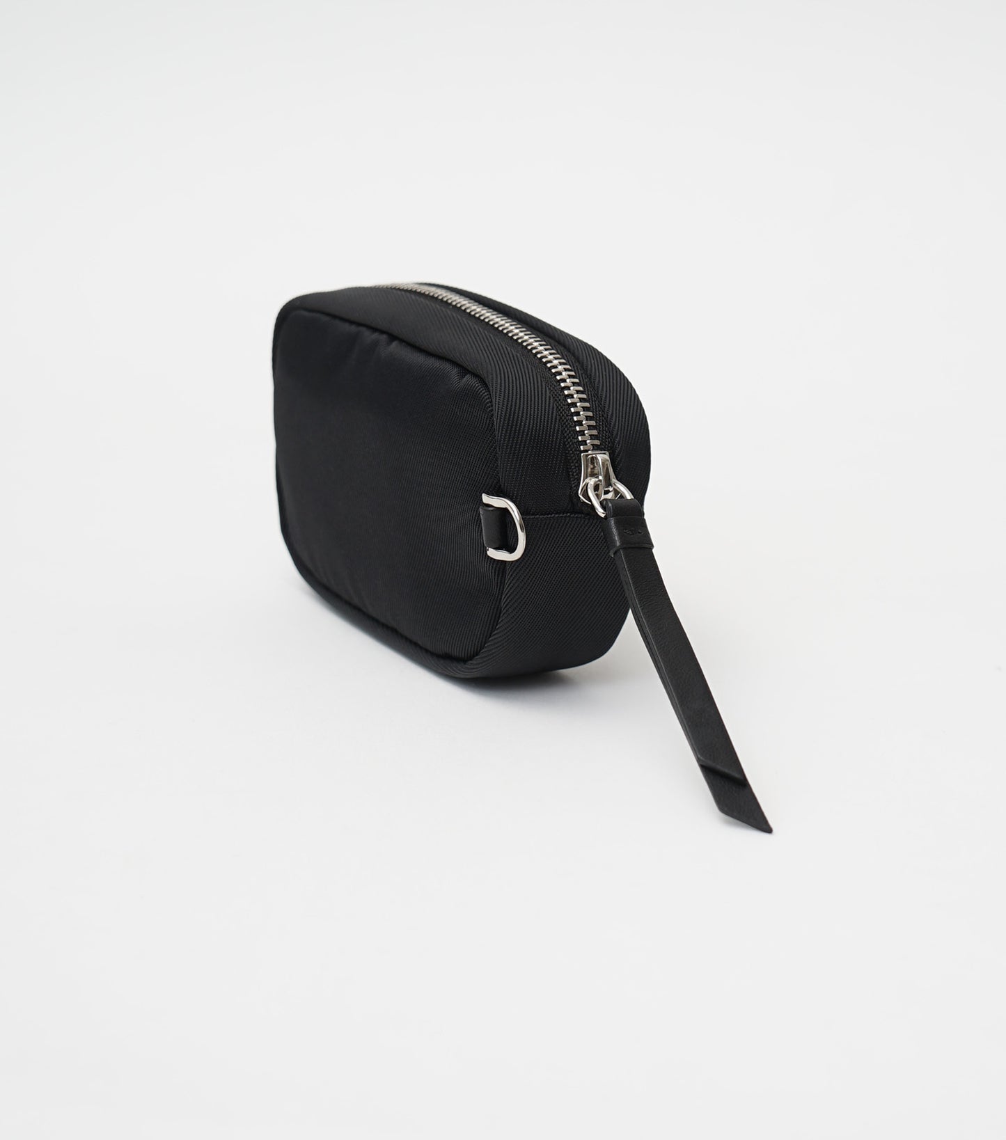 CROCODILE LEATHER MATTE BLACK ROUND ZIPPER POUCH [SMALL]