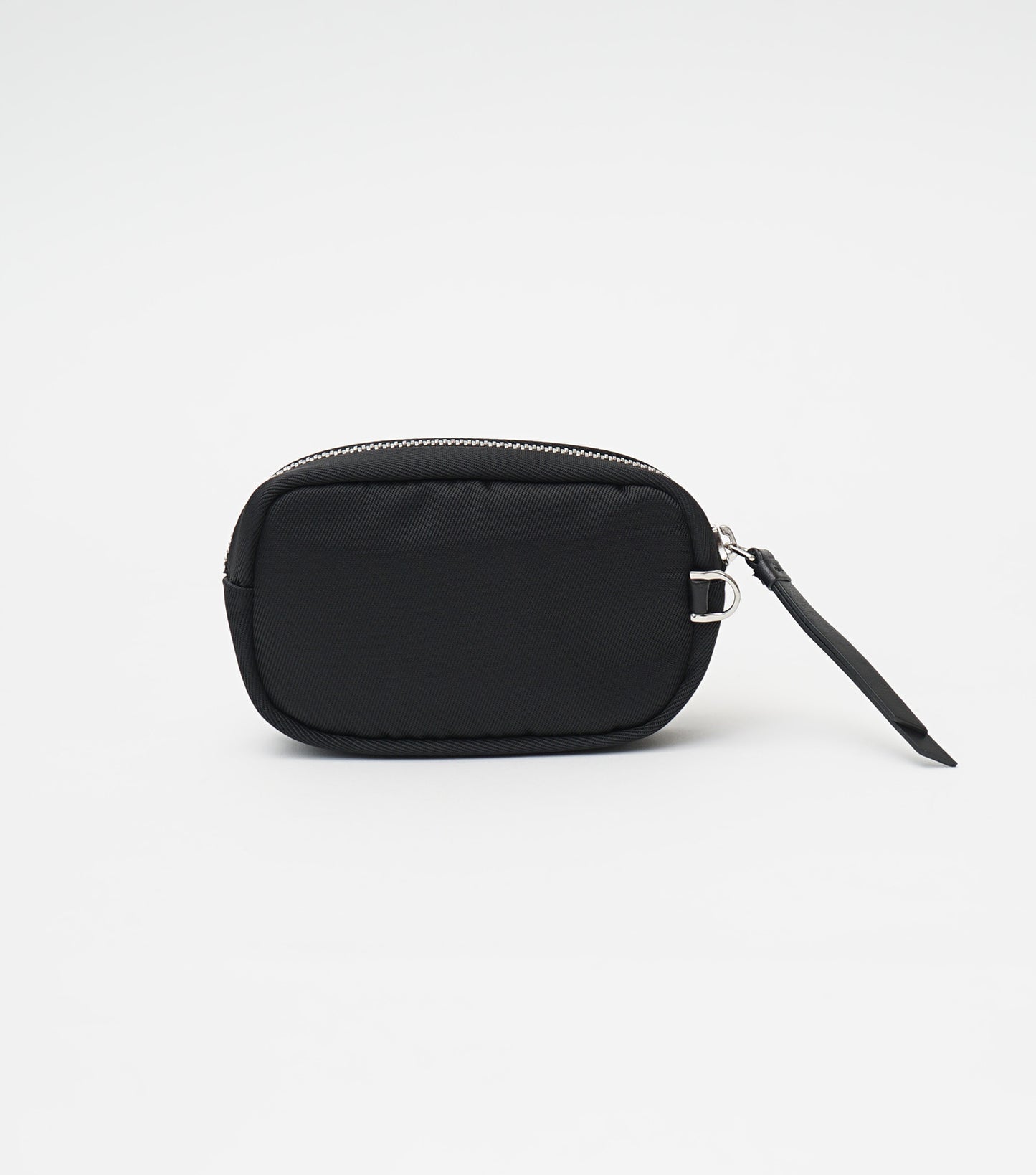 CROCODILE LEATHER MATTE BLACK ROUND ZIPPER POUCH [SMALL]