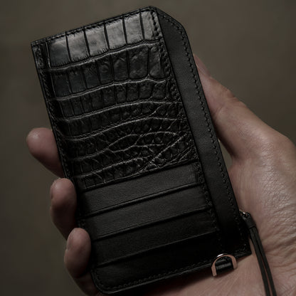 CROCODILE LEATHER MATTE BLACK FRAGMENT CASE