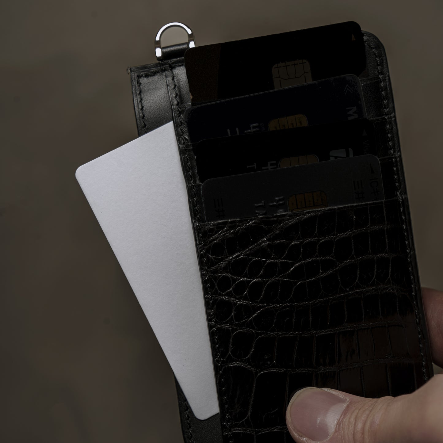 CROCODILE LEATHER MATTE BLACK FRAGMENT CASE