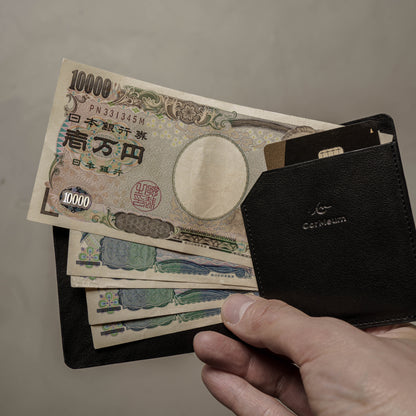 CROCODILE LEATHER MATTE BLACK SLIM MONEY CLIP