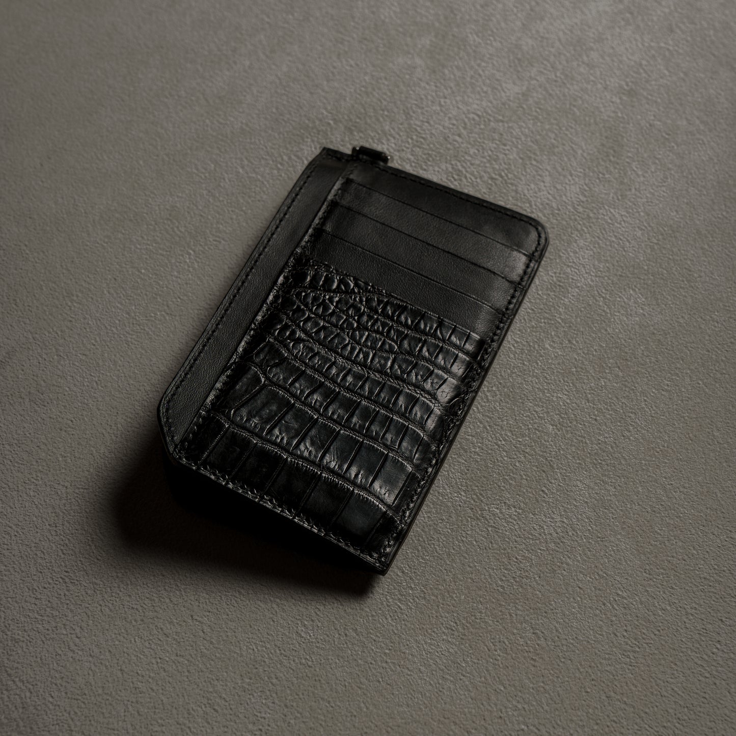 CROCODILE LEATHER MATTE BLACK FRAGMENT CASE