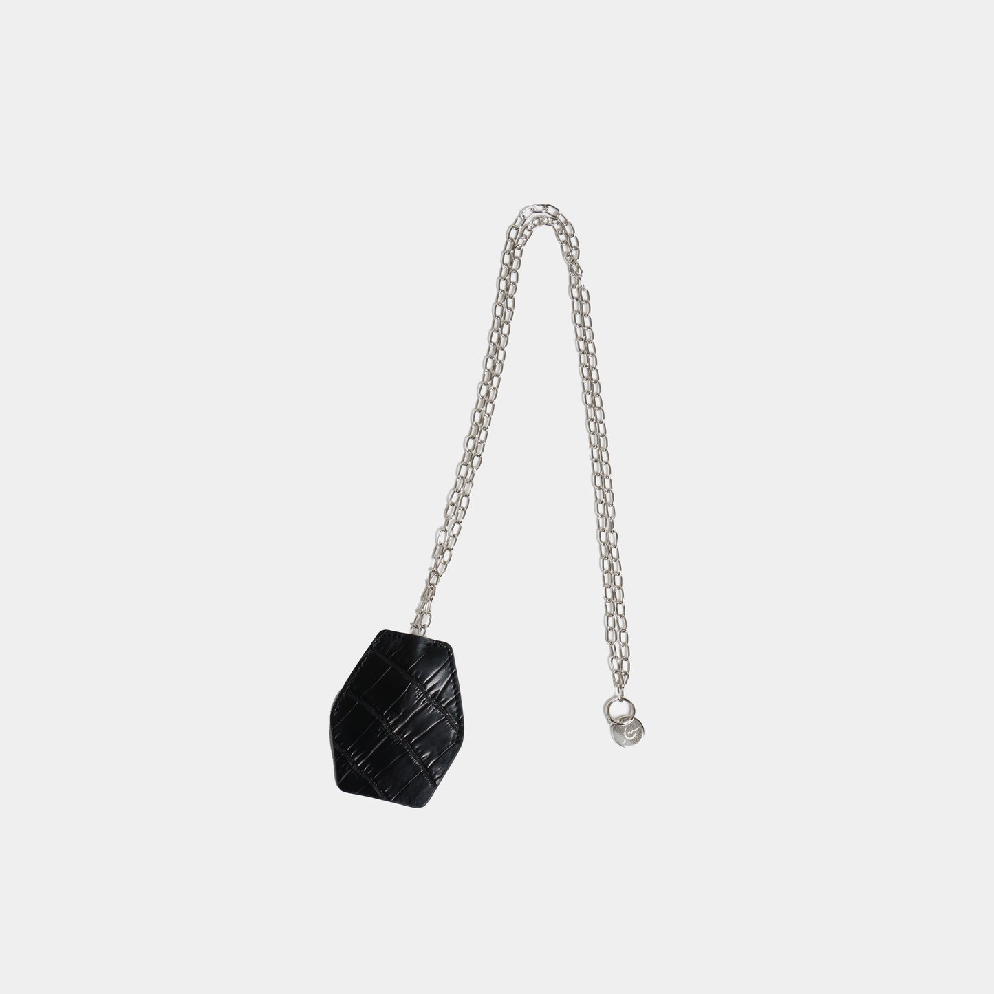 CROCODILE LEATHER MATTE BLACK KEY NECKLACE[NFC]