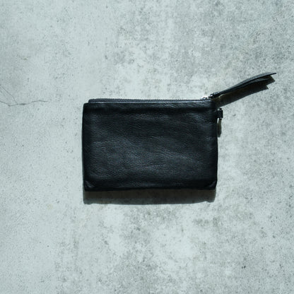 CROCODILE LEATHER MATTE BLACK FLAT POUCH