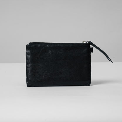 CROCODILE LEATHER MATTE BLACK FLAT POUCH