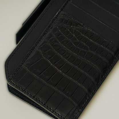 CROCODILE LEATHER MATTE BLACK FRAGMENT CASE