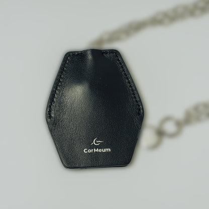 CROCODILE LEATHER MATTE BLACK KEY NECKLACE[NFC]