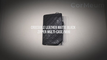 CROCODILE LEATHER MATTE BALCK ZIPPER　MULCH CASE MINI